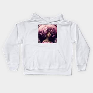 [AI Art] Cherry blossom lady with big hair Kids Hoodie